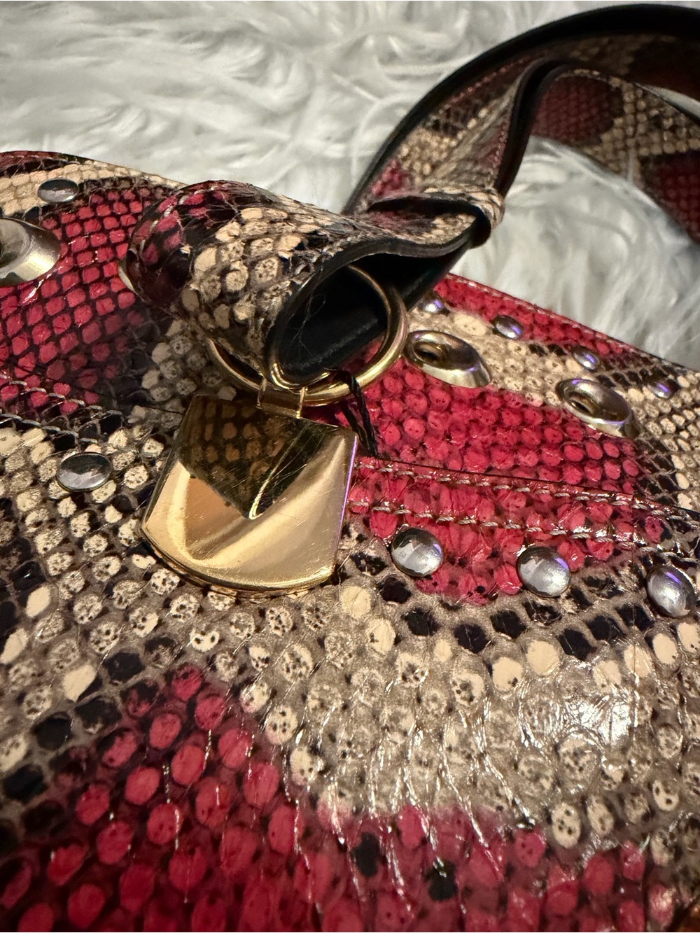 GUCCI Snakeskin Large Arli Top Handle and Shoulder Bag Limited Edition - Picture 11 of 16